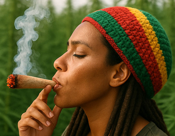 Rasta raucht Joint
