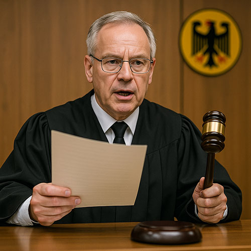 Richter spricht ein Urteil.